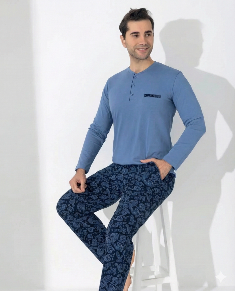 Boyraz 0403 Erkek Uzun Kol Pijama Takımı