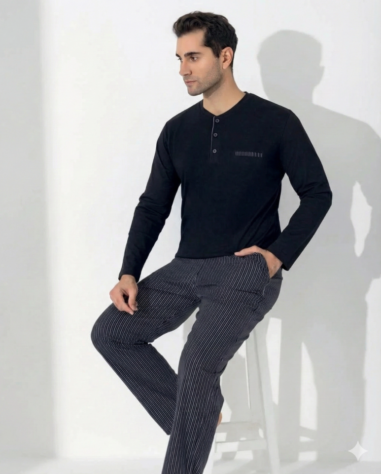 Boyraz 0404 Erkek Uzun Kol Pijama Takımı