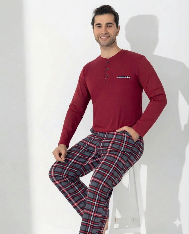 Boyraz 0406 Erkek Uzun Kol Pijama Takımı