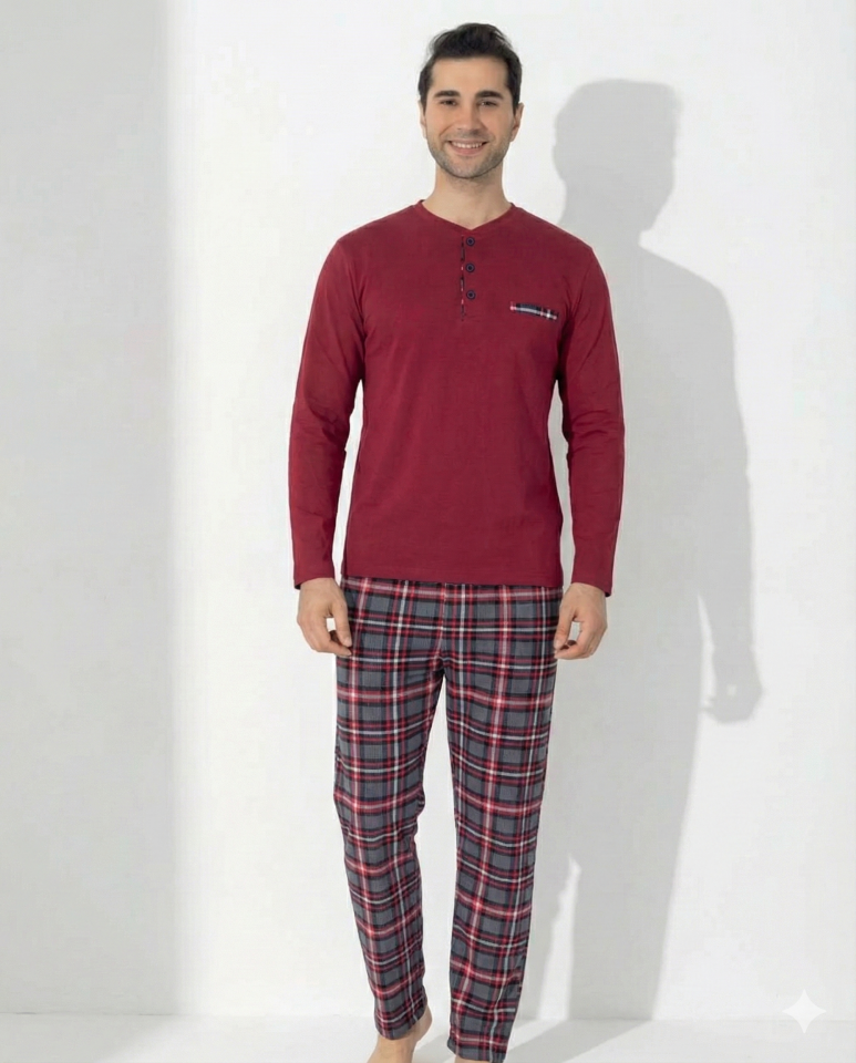 Boyraz 0406 Erkek Uzun Kol Pijama Takımı
