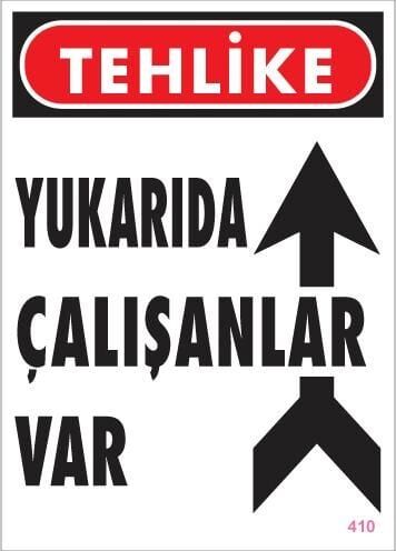 Yukarıda Çalışanlar Var Uyarı Levhası 25X35 Kod: 410