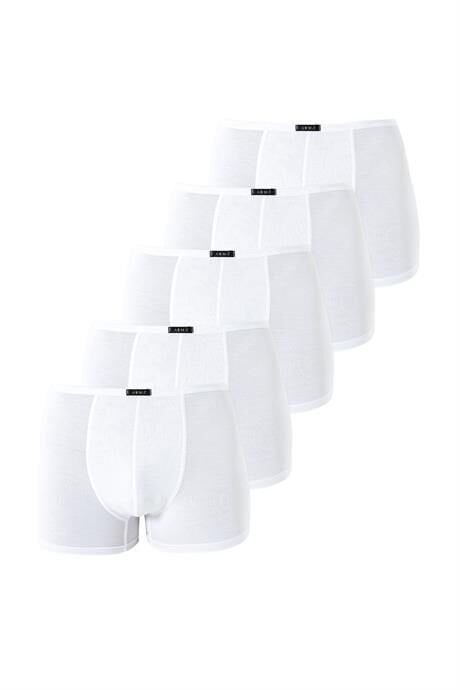 Erkek İnce Bel Lastikli Bambu Boxer Beyaz 5'li Paket