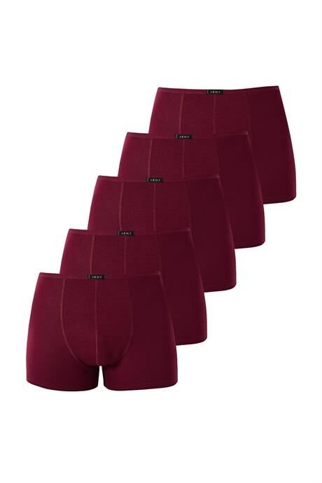 Erkek İnce Bel Lastikli Bambu Boxer Bordo 5'li Paket