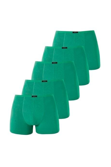 Erkek İnce Bel Lastikli Bambu Boxer Yeşil 5'li Paket