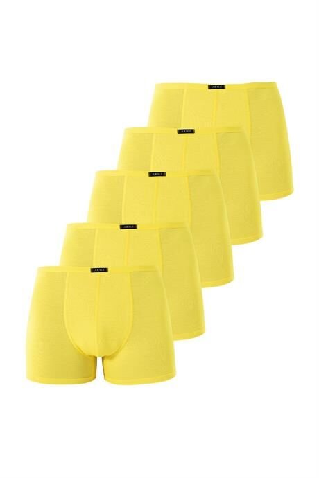 Erkek İnce Bel Lastikli Bambu Boxer Sarı 5'li Paket