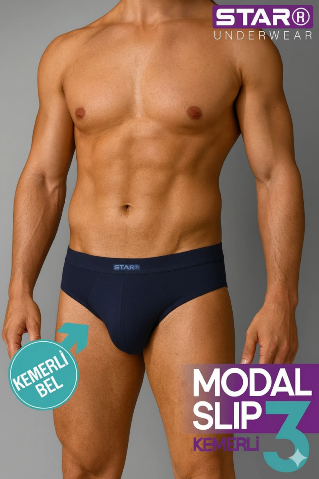 Star 109 Erkek 3'lü Modal Slip