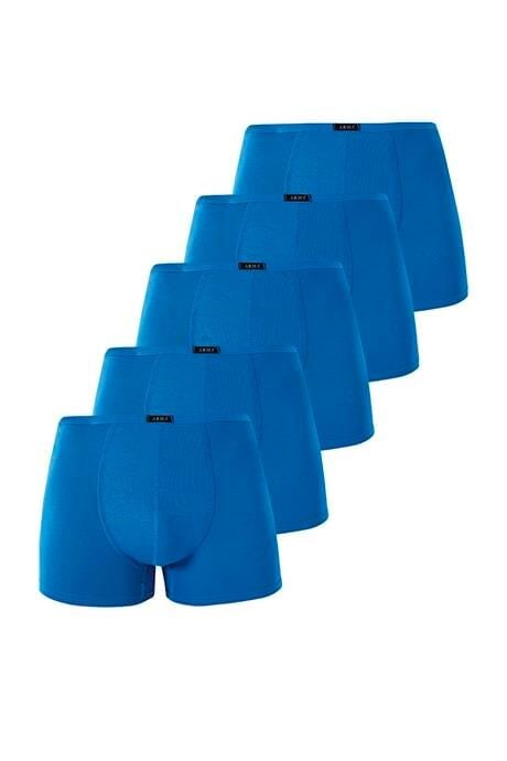 Erkek İnce Bel Lastikli Bambu Boxer Mavi 5'li Paket