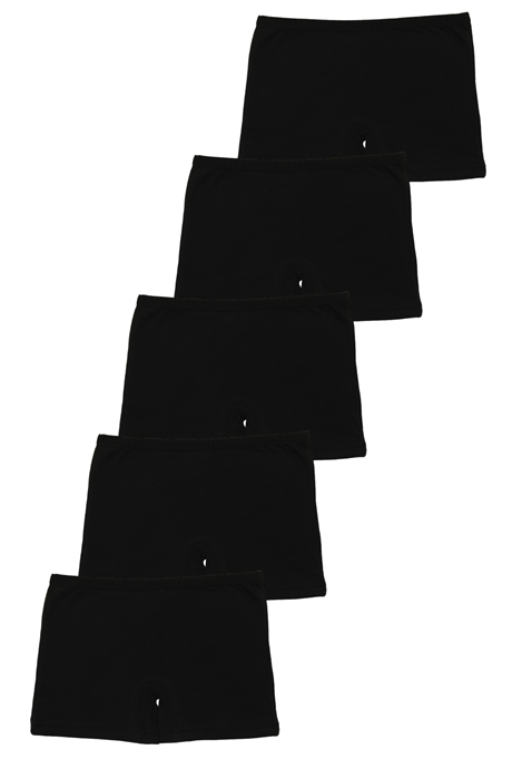 Siyah Kız Çocuk Boxer Tayt 5'li Paket Pamuklu Likralı