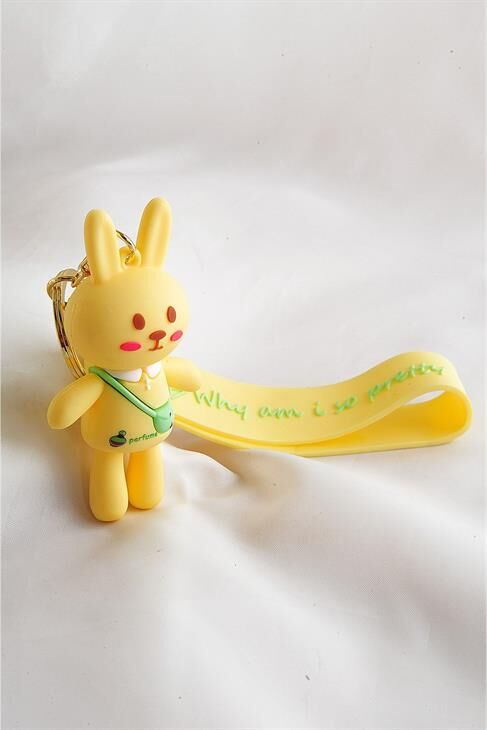Tavşan Tasarımlı Sarı Renkli Klipsli Ve Anahtarlıklı Aksesuar