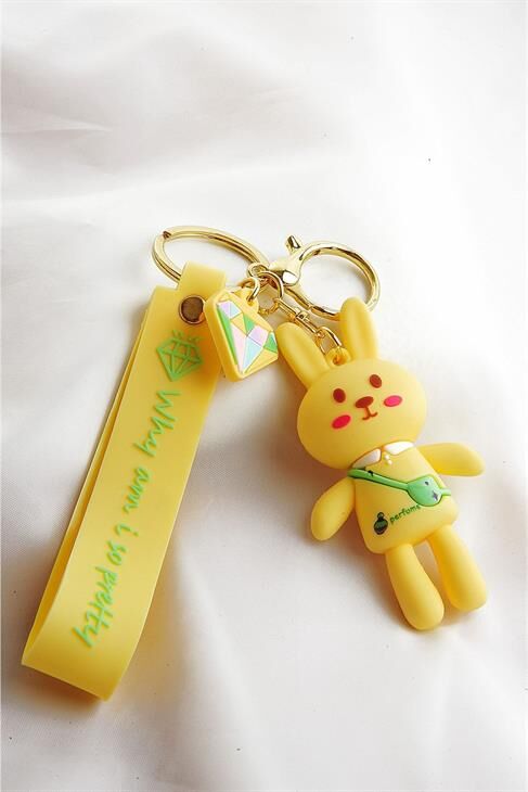 Tavşan Tasarımlı Sarı Renkli Klipsli Ve Anahtarlıklı Aksesuar