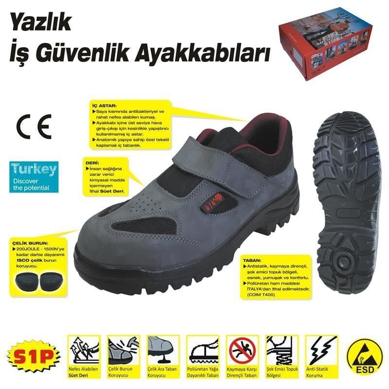 414 Yazlık S1 40 No Çelik Burunlu Ayakkabı