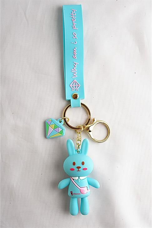 Tavşan Tasarımlı Mavi Renkli Klipsli Ve Anahtarlıklı Aksesuar