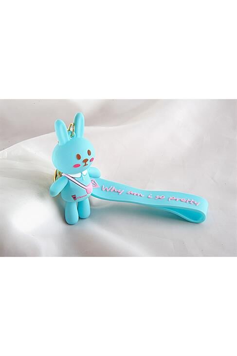 Tavşan Tasarımlı Mavi Renkli Klipsli Ve Anahtarlıklı Aksesuar