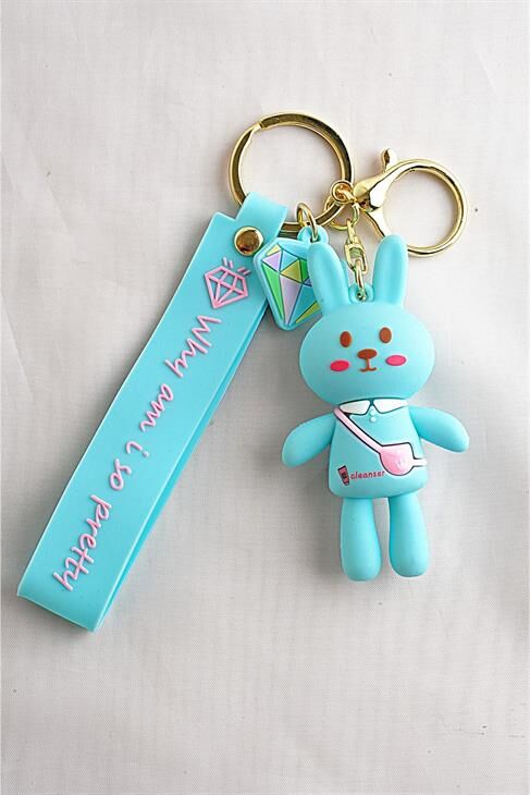 Tavşan Tasarımlı Mavi Renkli Klipsli Ve Anahtarlıklı Aksesuar
