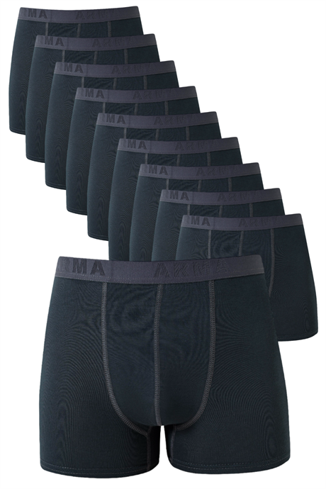 Erkek Füme Boxer 10'lu Paket Pamuklu Likralı Yumuşak ve Esnek Kumaş