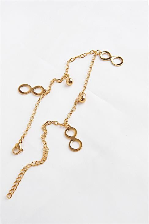 Çelik Sonsuzluk Sembollü Boncuklu Çelik Halhal Ayak Aksesuarı