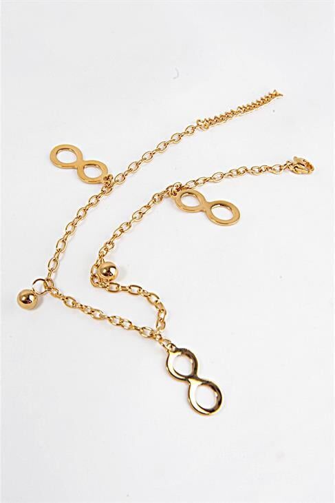 Çelik Sonsuzluk Sembollü Boncuklu Çelik Halhal Ayak Aksesuarı