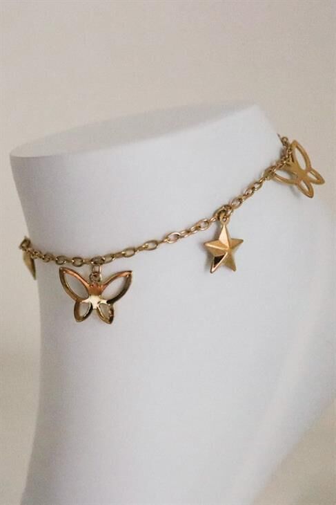 Çelik Van Cleef Çiçekli Kalpli Figürlü Çelik Halhal Ayak Aksesuarı