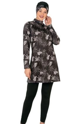 Fantasy 3417  Bayan Yaprak Desenli Tesettür Mayo