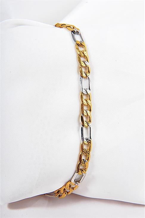 Çelik Zincirli Gold Ve Metalik Renkli Unisex Bileklik