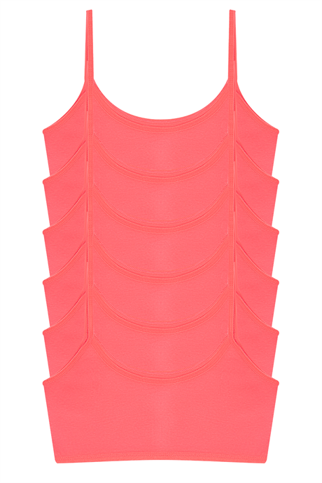 Kız Çocuk Pembe Yarım Atlet Pedsiz Alıştırma Sütyeni Pamuklu Likralı 6'lı Paket