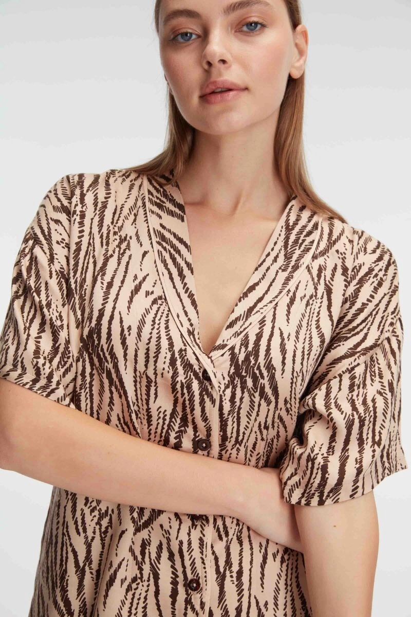 Anıl 9898 Kadın Kısa Kol Viskon Kumaş Desenli Pijama Takımı