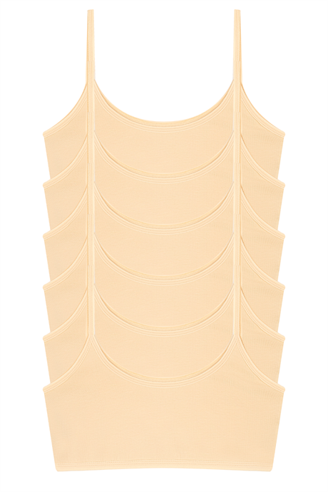 Kız Çocuk Ten Rengi Yarım Atlet Pedsiz Alıştırma Sütyeni Pamuklu Likralı 6'lı Paket