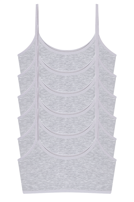 Kız Çocuk Gri Yarım Atlet Pedsiz Alıştırma Sütyeni Pamuklu Likralı 6'lı Paket