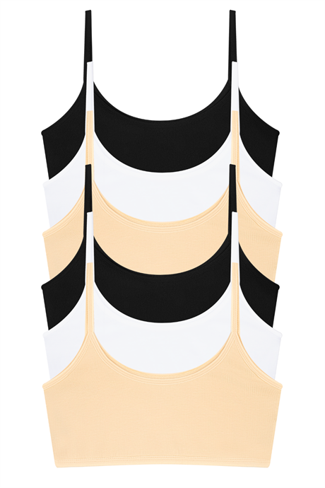 Kız Çocuk Renkli Yarım Atlet Pedsiz Alıştırma Sütyeni Pamuklu Likralı 6'lı Paket