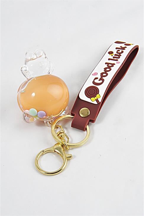 Ayı Tasarımlı Sıvı Anahtarlık Glitter Klipsli Tutmalı Anahtarlık Aksesuar