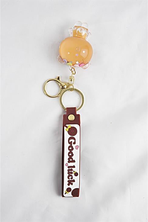 Ayı Tasarımlı Sıvı Anahtarlık Glitter Klipsli Tutmalı Anahtarlık Aksesuar