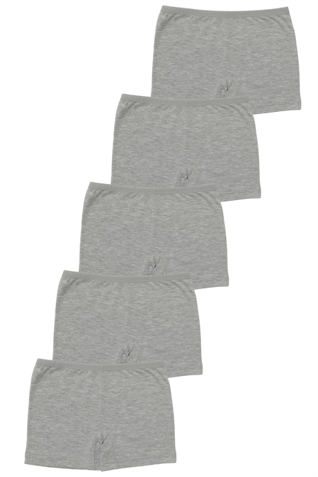Gri Kız Çocuk Boxer Tayt 5'li Paket Pamuklu Likralı