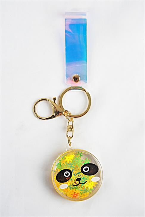 Panda Tasarımlı Sulu Simli Klipsli Bileklikli Anahtarlık Aksesuar