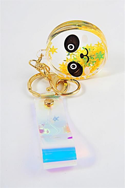 Panda Tasarımlı Sulu Simli Klipsli Bileklikli Anahtarlık Aksesuar