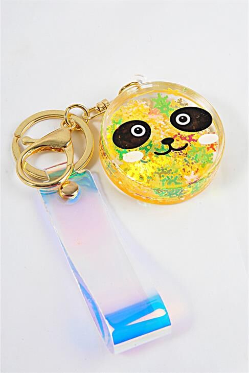 Panda Tasarımlı Sulu Simli Klipsli Bileklikli Anahtarlık Aksesuar