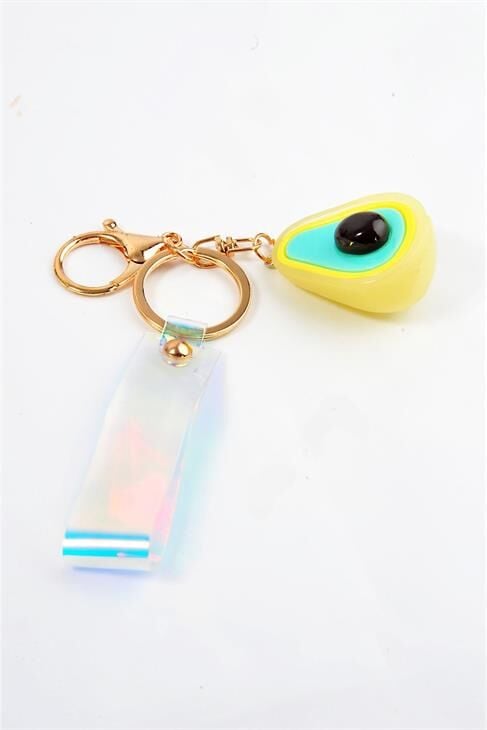 Işıklı Sarı Renkli Avakado Tasarımlı Bileklikli Klipsli Anahtarlık Aksesuar