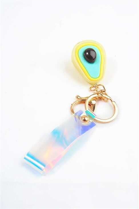 Işıklı Sarı Renkli Avakado Tasarımlı Bileklikli Klipsli Anahtarlık Aksesuar