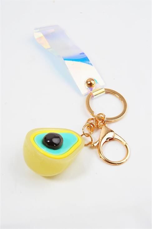 Işıklı Sarı Renkli Avakado Tasarımlı Bileklikli Klipsli Anahtarlık Aksesuar