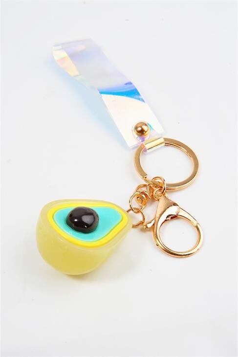 Işıklı Sarı Renkli Avakado Tasarımlı Bileklikli Klipsli Anahtarlık Aksesuar