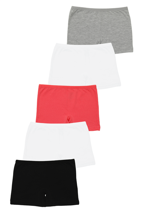 Renkli Kız Çocuk Boxer Tayt 5'li Paket Pamuklu Likralı