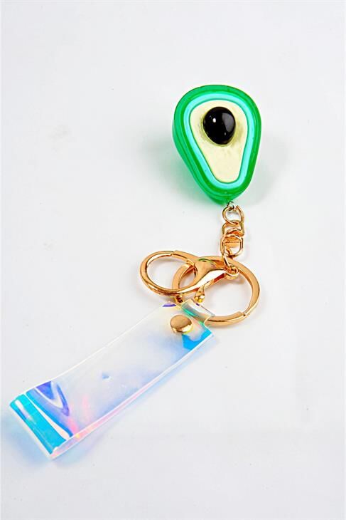 Işıklı Yeşil Renkli Avakado Tasarımlı Bileklikli Klipsli Anahtarlık Aksesuar