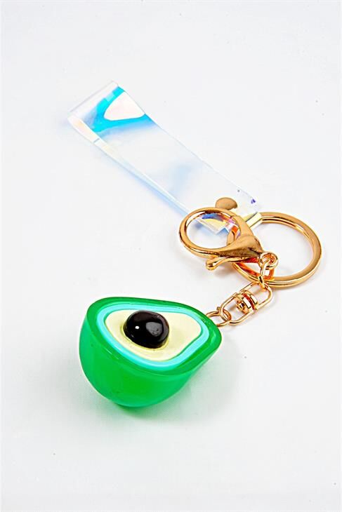 Işıklı Yeşil Renkli Avakado Tasarımlı Bileklikli Klipsli Anahtarlık Aksesuar