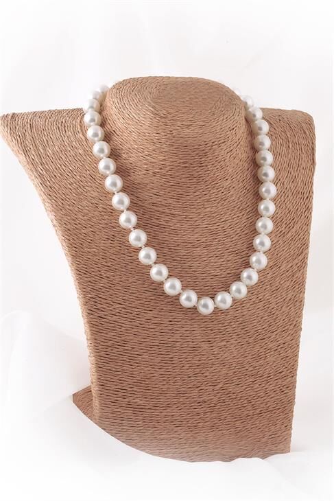 Beyaz Inci Taşlı Incili Kolye