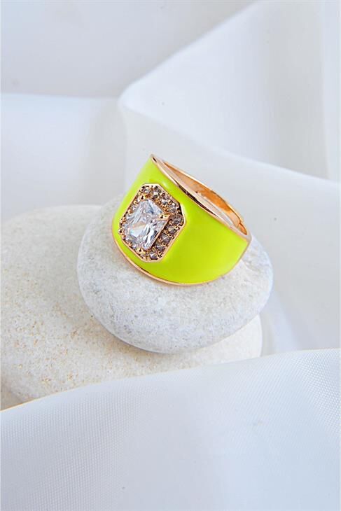 Zirkonium Taşlı Ayarlanabilir Sarı Renkli Ayarlanabilir Yüzük