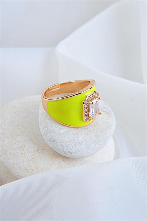 Zirkonium Taşlı Ayarlanabilir Sarı Renkli Ayarlanabilir Yüzük