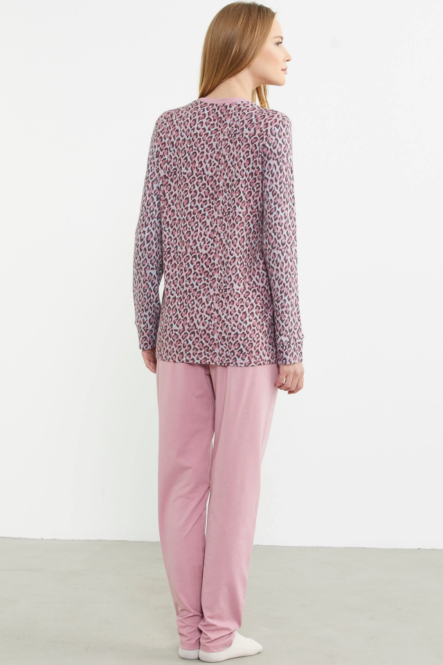 Sementa 76413 Rahat Kalıp Leopar Kombinli Pijama Takım