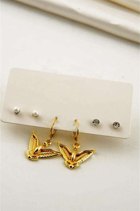 Melek Figürlü Gold Renkli Küpe