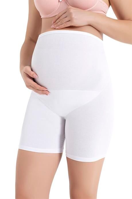 Hamile Boxer Şort Beyaz Pamuklu Likralı