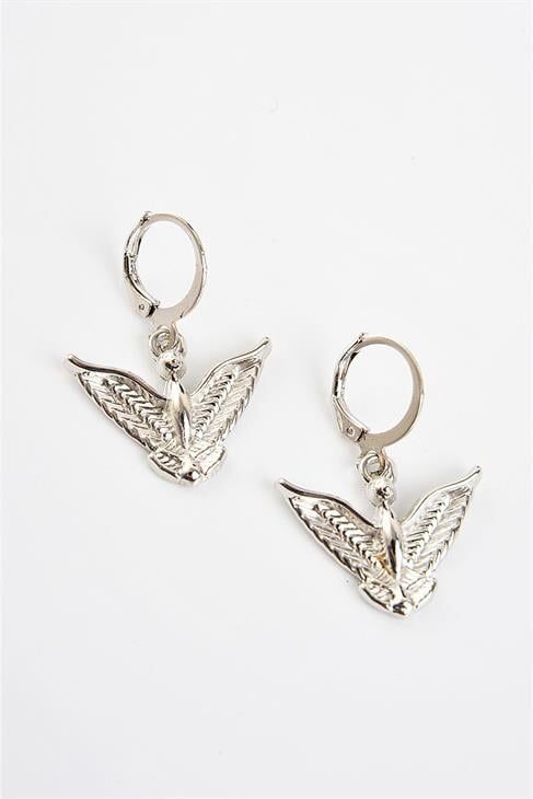 Melek Figürlü Gümüş Renkli Küpe