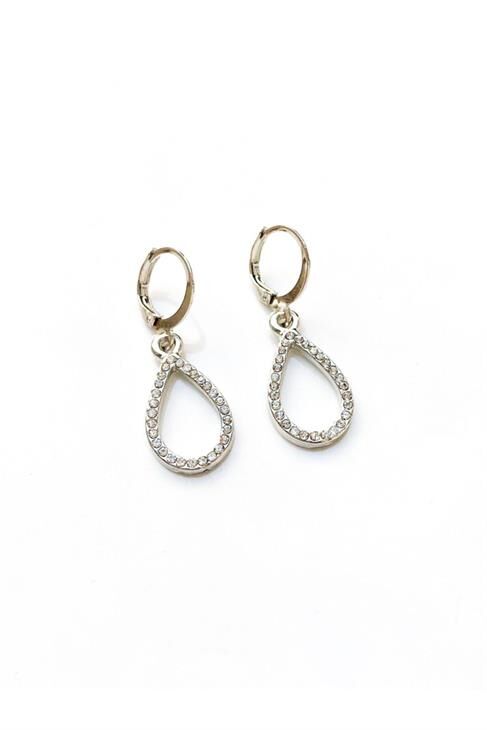 Damla Tasarımlı Gümüş Kaplamalı Kancalı Sallantılı Küpe